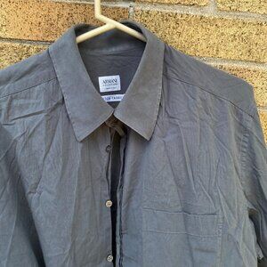 Vintage Armani Button Up Dress Shirt Gray Size 17